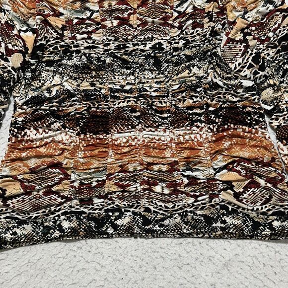 Chico's Size 2 Women's Large Animal Snakeskin Ruched Full Zip Sweatshirt Jacket - Picture 11 of 12